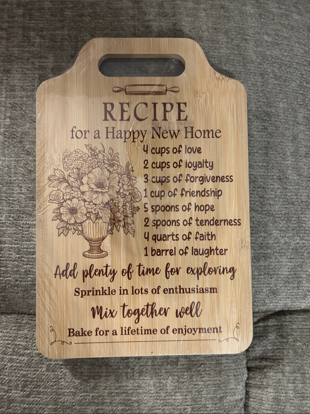 Bamboo 'Recipe for a Happy New Home' Decorative Cutting Board - Natural